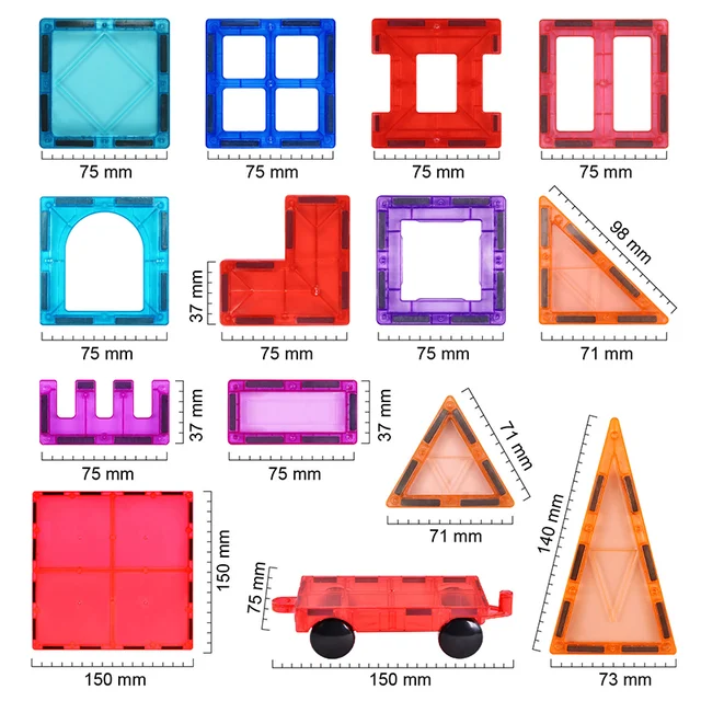 Magnetic Tile Blocks - 60 pcs Set