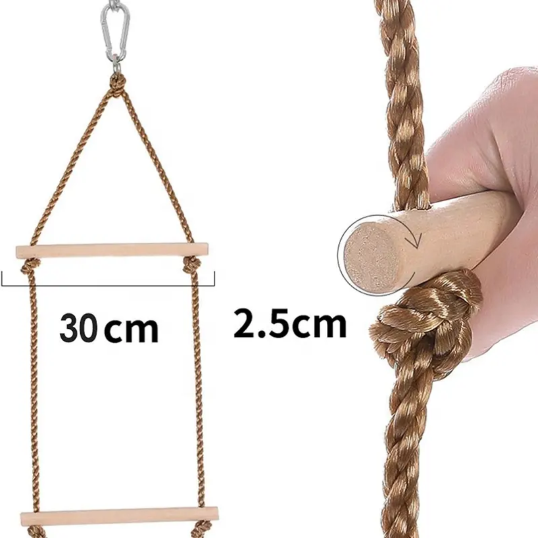 Kids Wooden Climbing Rope Ladder – Strong PE Rope Indoor & Outdoor Adventure Play Set