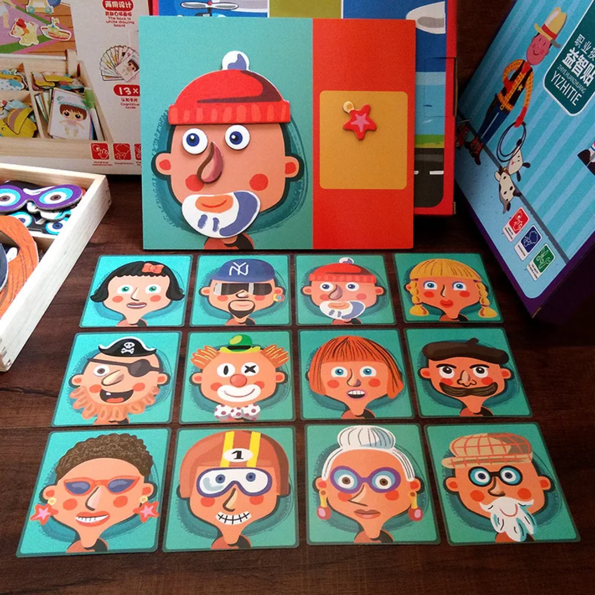 Magnetic Puzzle Mask 12 pcs Toy for Kids Educational Brain Game