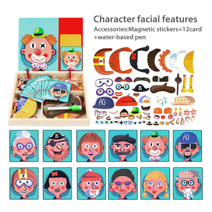Magnetic Puzzle Mask 12 pcs Toy for Kids Educational Brain Game